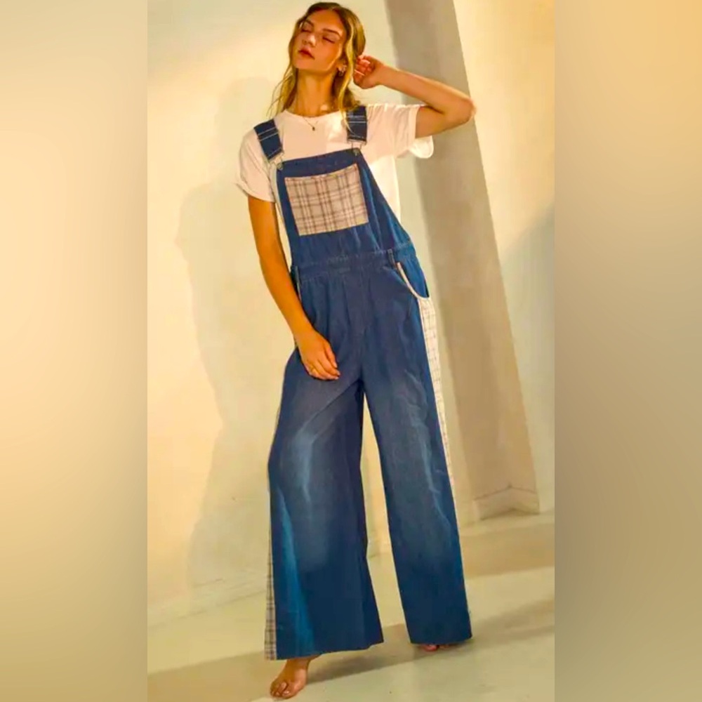 Nwt! Oddi Women's Patchwork Denim Overalls Plus S… - image 1